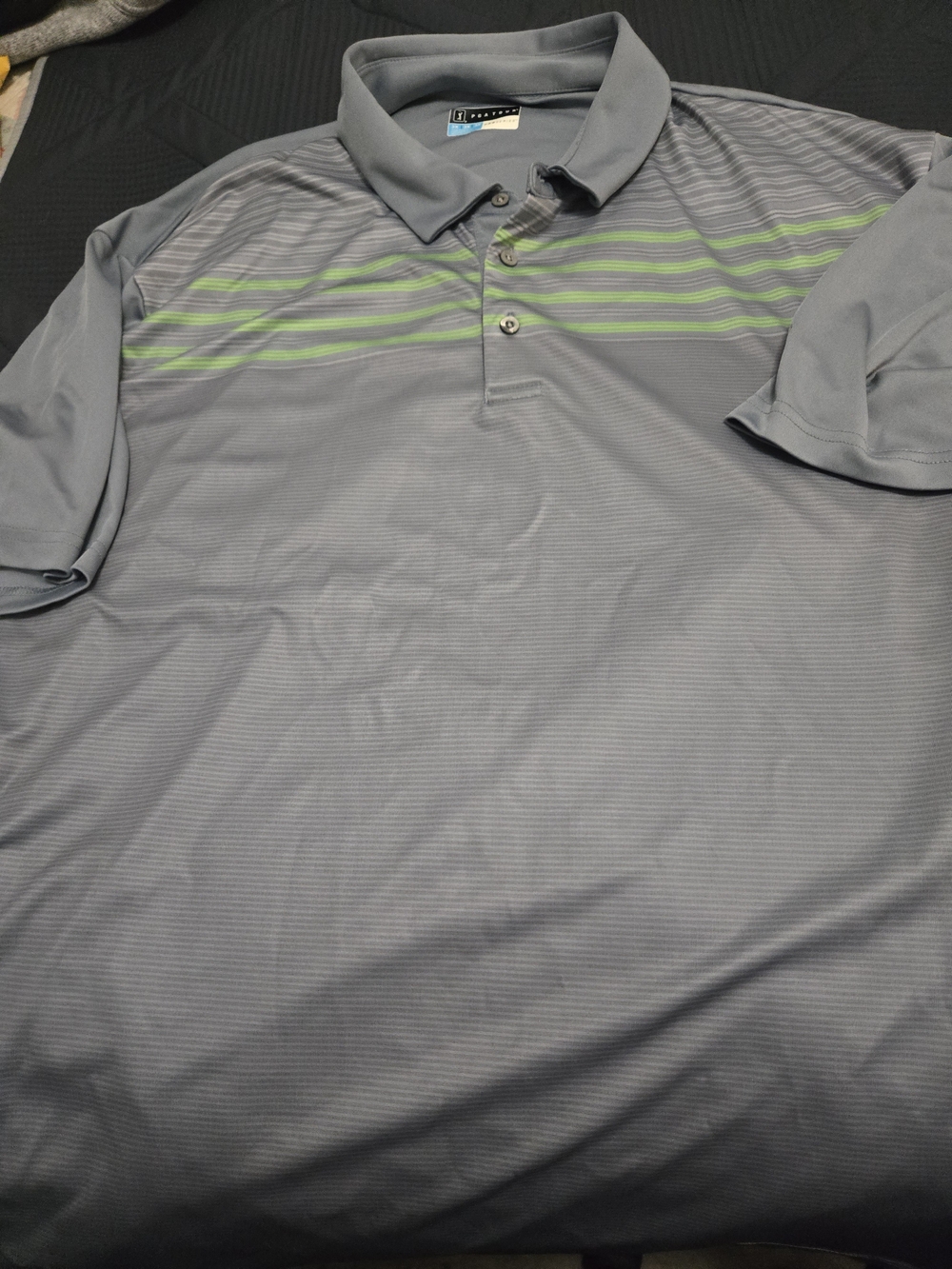 IZOD Men’s Gray Polo with Green Stripe Detail
